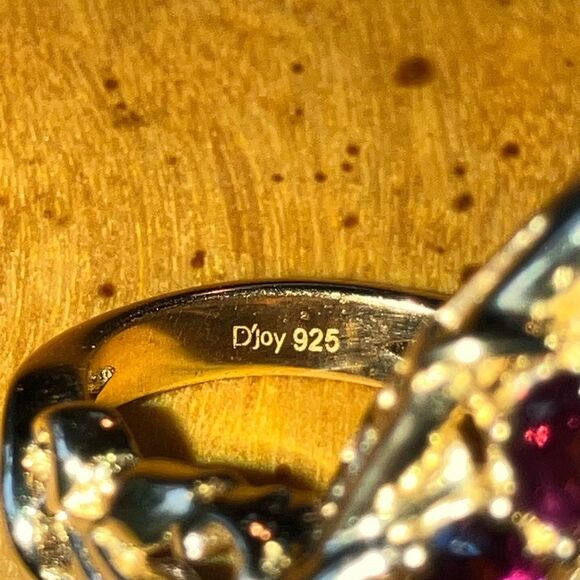 Natural Rhodolite Garnet Sterling Silver Cocktail Ring Size 6.75 - Picture 6 of 9